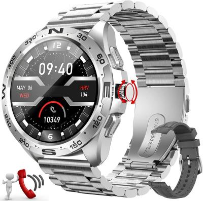 China Touch Screen Smart Watch for Men, Fitness Watch Make/Answer Calls with Microphone Speaker Heart Rate Monitor for Android IOS (Silver+Gray) for sale