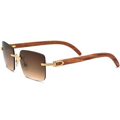 China High-end Luxury Anti-ultraviolet Sunglasses New Diamond Sunglasses Fashion Handmade Mahogany Wooden Legs Sunglasses Men And Women Nylon Sunglasses for sale