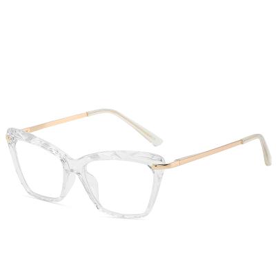 China 2021 New Metal+PC Fashion Square Glasses Frame Optical Frame Butterfly Metal Glass Women's Brand Design Computer Glasses for sale