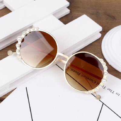 China Fashion Sunglasses 2021 Kids Round Metal Kids Bead Shade Cute Sun Glasses Boy Girl Eyewear Fashion Glass UV400 for sale