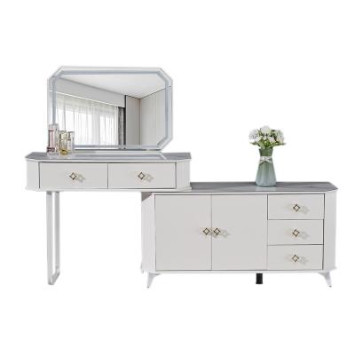 China Adjustable (other) Luxurious white vanity desk with light makeup mirror drawers dressing table Wood Modern Storage Makeup Vanity table for sale