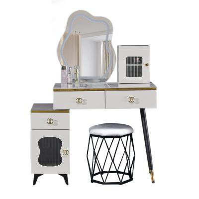 China Adjustable (other) Wooden Hollywood Modern Makeup Dressing Table With Mirror And Drawers for sale