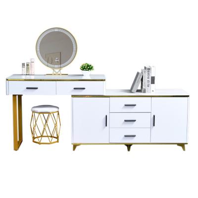 China Adjustable (other) home furniture wooden dressing table makeup designs mirror with drawer set modern white mesa for sale