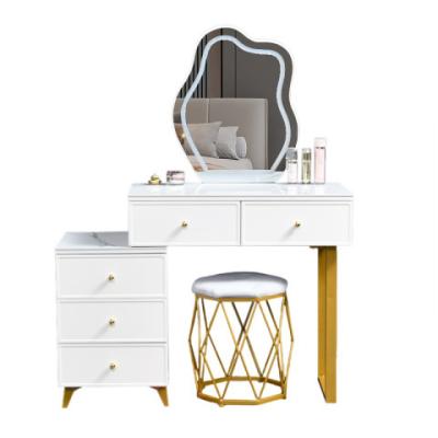 China Adjustable (other) Factory Hot selling Modern wooden grain Dressing Table with beautiful mirror and light bedroom furniture dress table for sale