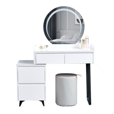 China Adjustable (other) Designs modern bedroom makeup vanities glass wooden Makeup dressing table with mirror for sale