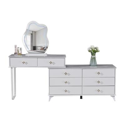 China Adjustable (other) High Quality Modern Classic Design Makeup Vanities Modular MDF Wood Dressing Table for Bedroom With Chair and Drawers for sale