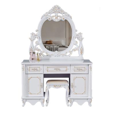 China Adjustable (other) New Design Storage Dresser Wood Custom Makeup Table Marble LED Mirror Dressing Table for sale