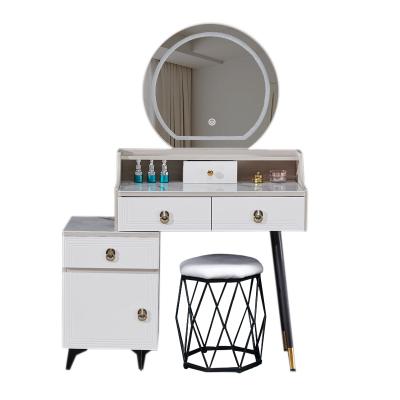 China Adjustable (other) Wooden design luxury makeup dresser glam vanity make up dressing table with mirror and chair for sale