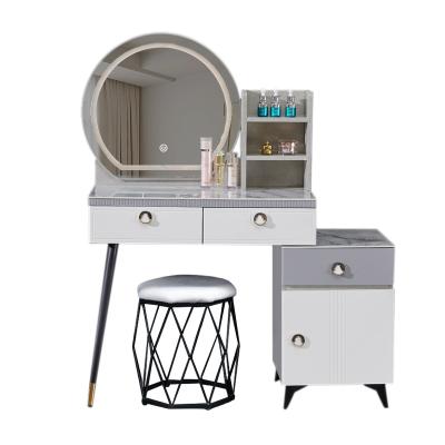 China Adjustable (other) Xindi  Furniture Factory modern dressing table set with mirror luxury high gloss white wood makeup vanity table for sale