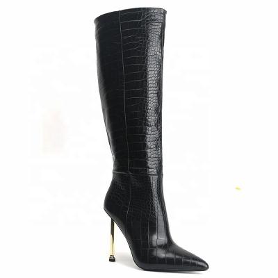 China Custom Made Deodorization AB027MW Ladies Knee High Stiletto Heels Stiletto Winter Leather Boots Women Shoes for sale