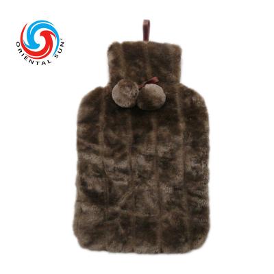 China Newest Hot Sales Wholesale Hot Safety Water Bottle Bag Natural Rubber With Faux Fur Cover for sale