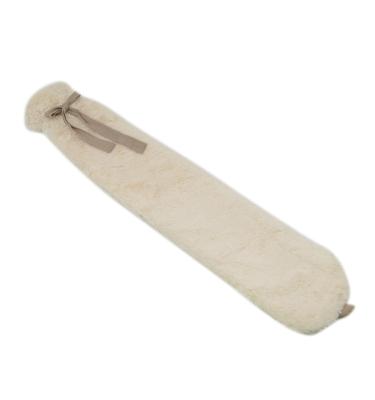 China BS Workmanship 2L 2.7L Extra Long Wool 100% Natural Rubber Leak Proof Hot Water Bottle Bag White Long With Faux Fur Cover For Winter for sale