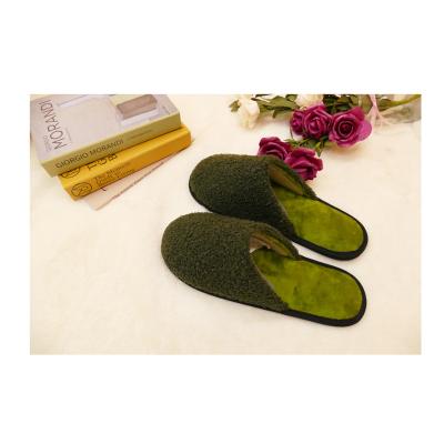 China CUSHIONING fashionable china manufacture wholesales avocado color soft faux fur non-slip slippers for sale