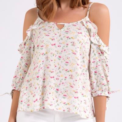 China Summer Monki Chiffon Anti Shrink Floral Print Chill Cute Blouse Tops For Women for sale