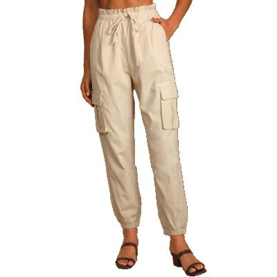 China New Breathable Paper Bag Waist Trouser Pants 3D Drawstring High Elastic Waist Pouch Casual Cargo Pants for sale