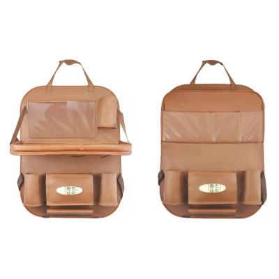 China Brief & Simple Color PU Leather Seat Back Storage Organizer Bags Foldable Multifunctional Seat Back Pocket for sale