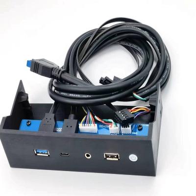 China Computer Edge Hub 19Pin PC to Audio USB 3.0 3.5mm Front Panel Connector 2 Port USB3.0 with Cable for Desktop PC for sale