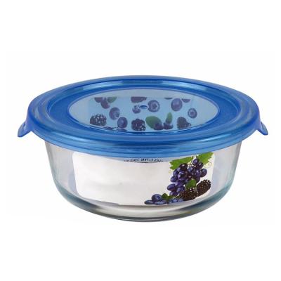 China Cheap Round Heatable Hot Selling Transparent Glass Empty Food Storage Container for sale