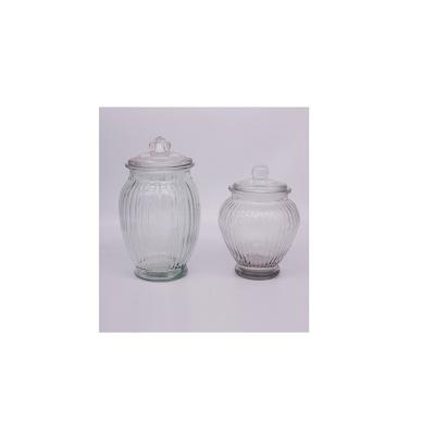 China Traditional classic design fashionable glass jar around lead free glass empty glass jar for sale