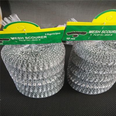 China Sustainable Galvanized Wire Mesh Scrubber With Short Handle Metal Scrubber for sale