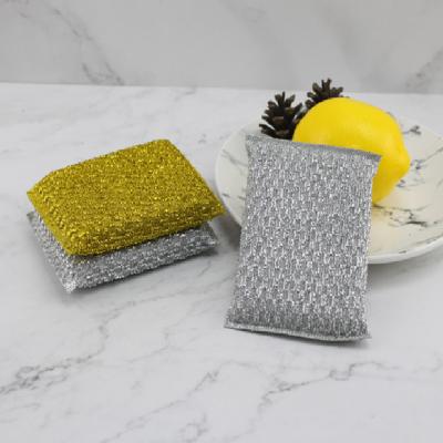 China Sustainable Kitchen Sponge Sliver And Gold Scouring Pads Raw Material Scrubber Cloth Cleaning Rolls for sale