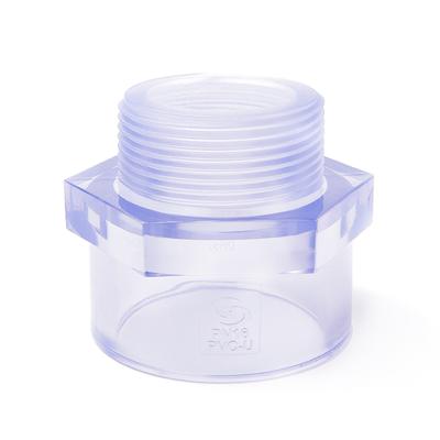 China Acid and Alkali Resistant Corrosion Protection DIN Standards UPVC PVC Pipe Fitting Male Threaded Nipple Adapter Transparent Clear for sale