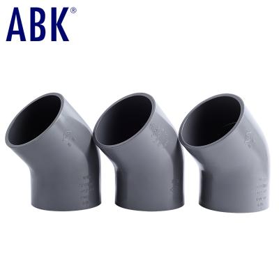 China Hard Landing Firm And Firm Plastic PVC Fittings Raw Material From China Supplier 20mm 45 Degree Elbow for sale