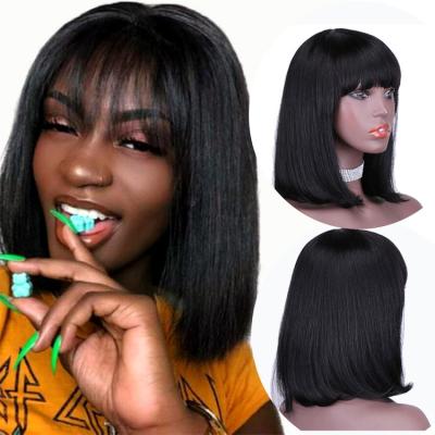 China 150% Density Straight Hair Styles Store Review Set Sale RPG Indicate Bob Wig With Bangs Black for sale