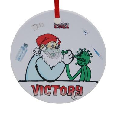 China 3 Inch Round Custom White Sublimation Ceramic Circle Christmas Decoration Ornaments Flat Christmas Ornament for sale