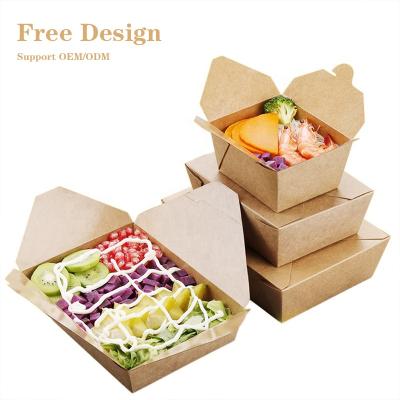 China Fast Recycled Brown Food Packaging Boxes Salad Lunch Box Kraft Paper Materials Box ASP Custom Size Rigid Product Packaging Cardboard Accept CN; GUA for sale