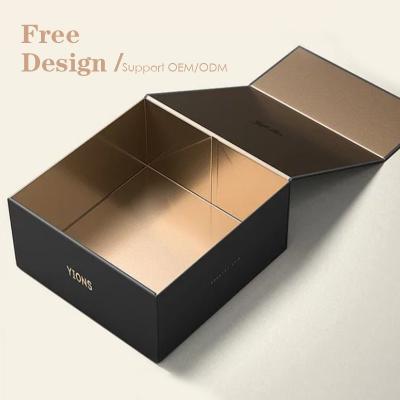 China Wholesale Recycled Custom Materials ASP Rigid Magnetic Open Box Gold Holographic Flap Box for sale