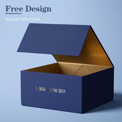 China ASP Recyclable Luxury Gold Cardboard Paper Foldable Magnetic Flip Top Gift Boxes Rigid Packaging for sale