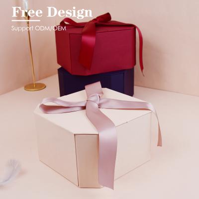 China Hot Selling Recyclable Rose Flower Paper Square ASP Square Sliver Luxury Double Door Closure Soft Opening Gift Box for sale