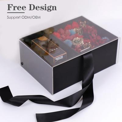 China ASP Love Eternal Flower Rose Gift Box Acrylic Flower Storage Plant Custom Direct Recyclable Box for sale