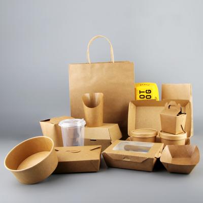 China ASP styles custom different waterproof food packaging food grade kraft paper fast takeway box for sale