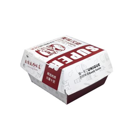 China Custom Recyclable Disposable ASP Food Grade Cardboard Foldable Paper Hamburger Paper Hamburger Packaging Box for sale