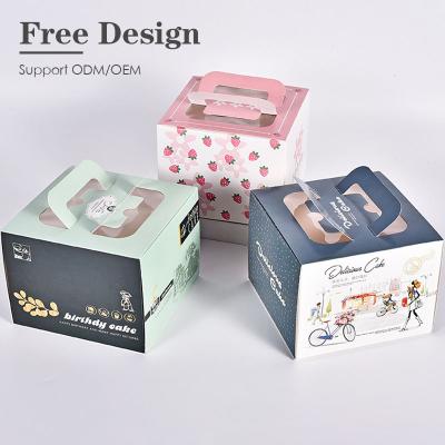 China ASP Manufacturer Custom Printing Food Packaging Recyclable Cake Boxes With Handle for sale