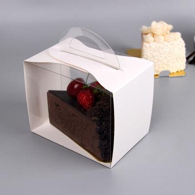 China ASP Recyclable Custom Foldable Clear Window Bakery Cupcake Boxes Paper Transparent Cake Box for sale