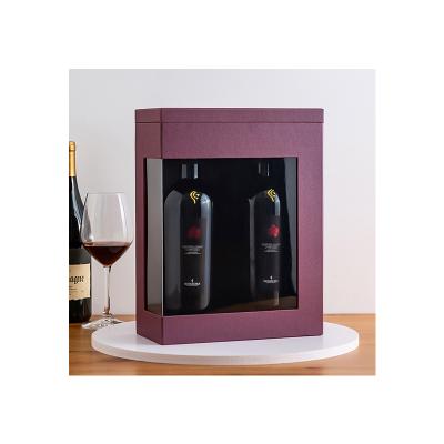 China Recyclable ASP Customized High End Wine Packaging Gift Box With Transparent Window for sale