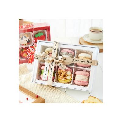 China New ASP Best Selling Recyclable Clear Window Cake Macaron Packaging Gift Box With Ribbon for sale