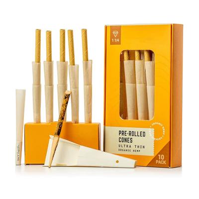 China Pre Rolled Organic King Size Rice Hemp Cones ASP Pre Roll Cones With Box Paper Packaging Set for sale