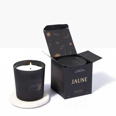 China ASP Recyclable Free Design Foldable Black Color Cardboard Candle Packaging Boxes for sale