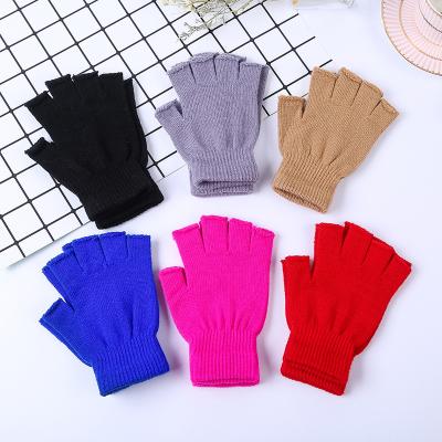 China Single Finger Half Finger Fingerless Gloves for Women and Men Wool Knit Wrist Warm Cotton Gloves Winter Workout Gloves for sale