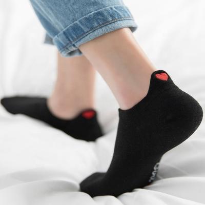 China New Arrival Antibacterial Women Ankle Socks Pink Cute Short Boots Red Heart Gril Casual Socks for sale