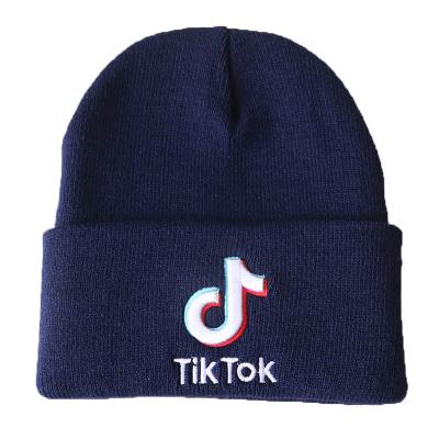 China COMMON Tik Tok Vibrato Embroidered Knitted Woolen Hat Wholesale Hat TikTok Autumn /Winter Cold Warm Hat for sale