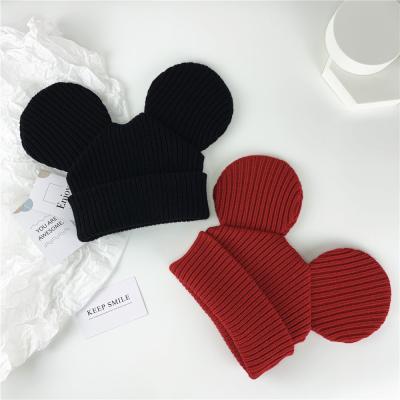 China COMMON Cute Stretchy Adults and Kids Gifts One Size Fit for Most Acrylic Yarn Knitted Big Bear Animal Ears Beanie Hat Winter Hats New for sale