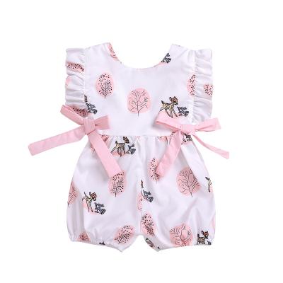 China 0-24M Summer Clothing Baby Girl Cotton Flower Deer Romper Girls Soft Fashion Wholesale Anti-Static Overalls Infant Clothes for sale