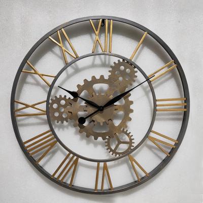 China Hot Selling Industrial Rustic Antique Style Metal Wall Clock for sale