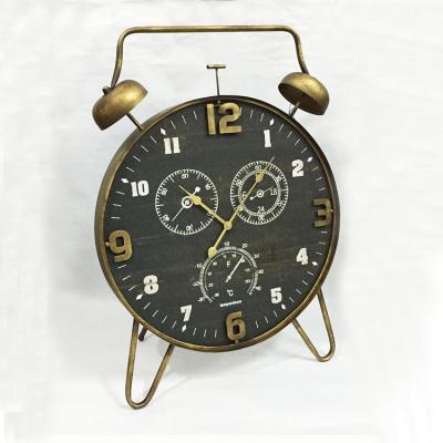 China Creative large antique style metal iron position floor alarm clock for sale