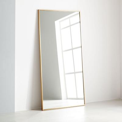 China Gold Rustic Modern Metal Framed Dressing Room Mirror Integral Standing Mirror for sale